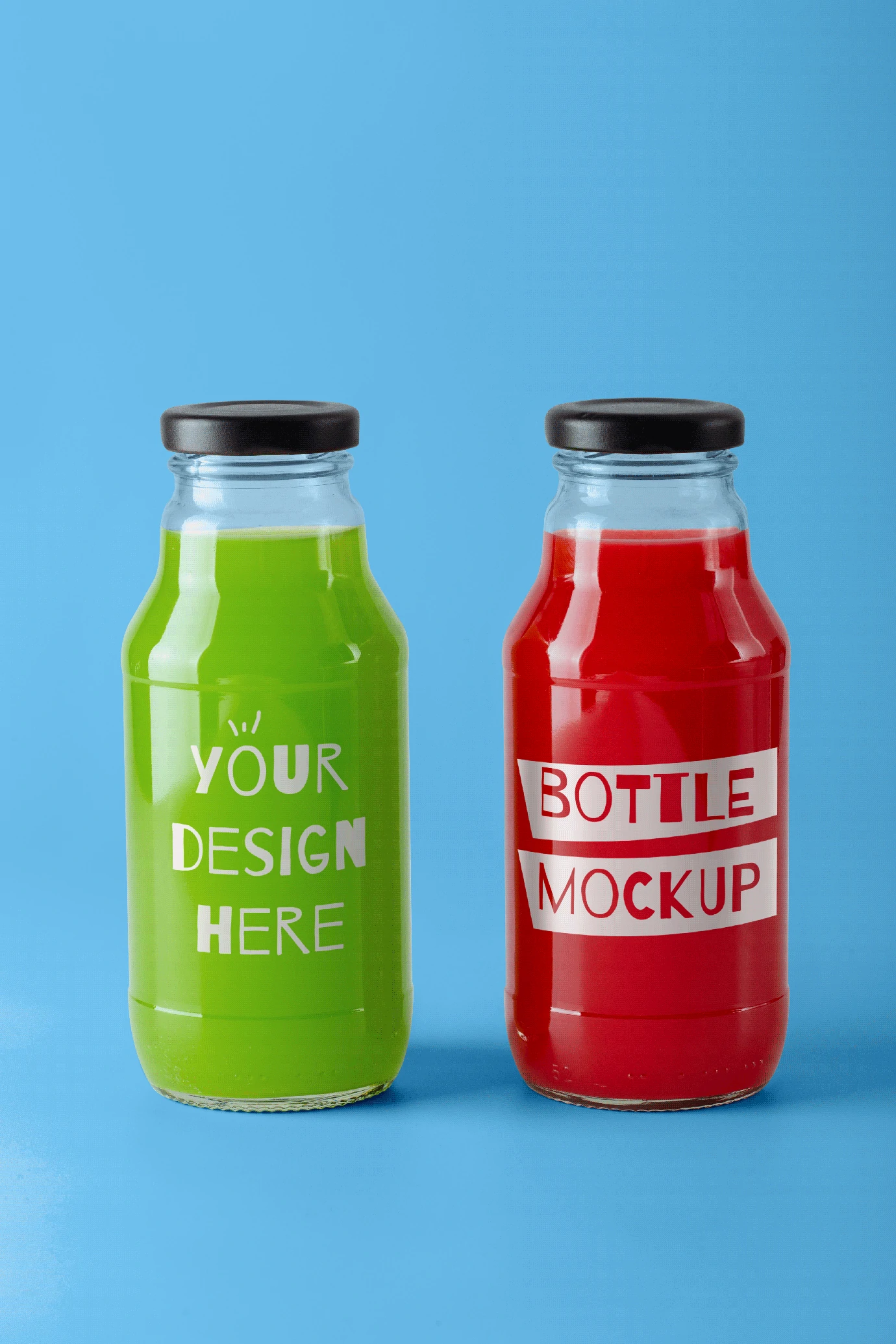 果汁饮料饮品玻璃瓶手持包装VI提案展示效果智能贴图样机PSD素材【007】